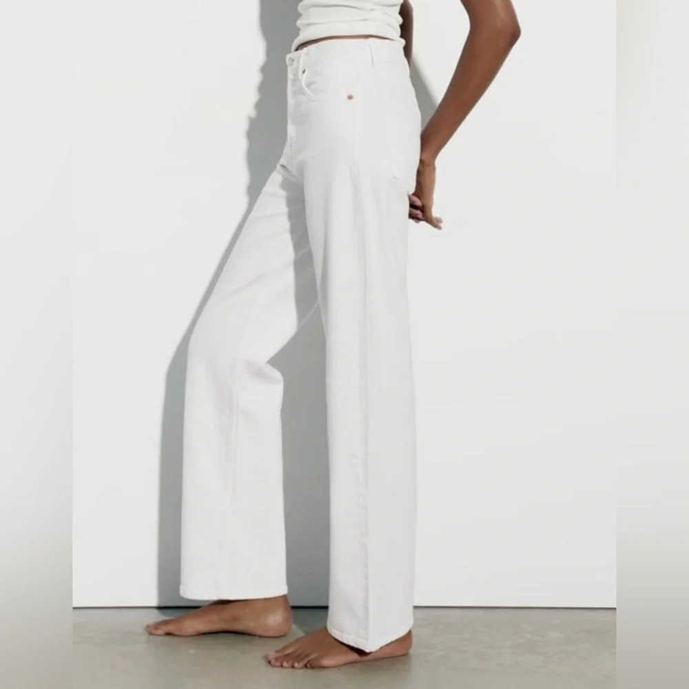 White high waisted barrel jeans new w/o tags - Picture 2 of 2